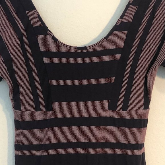 Free People Medium Size S Dress Lunch Date Purple Textured Stripe Knit Short - Picture 2 of 12